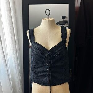 Urban Outfitters Black Smocked Top